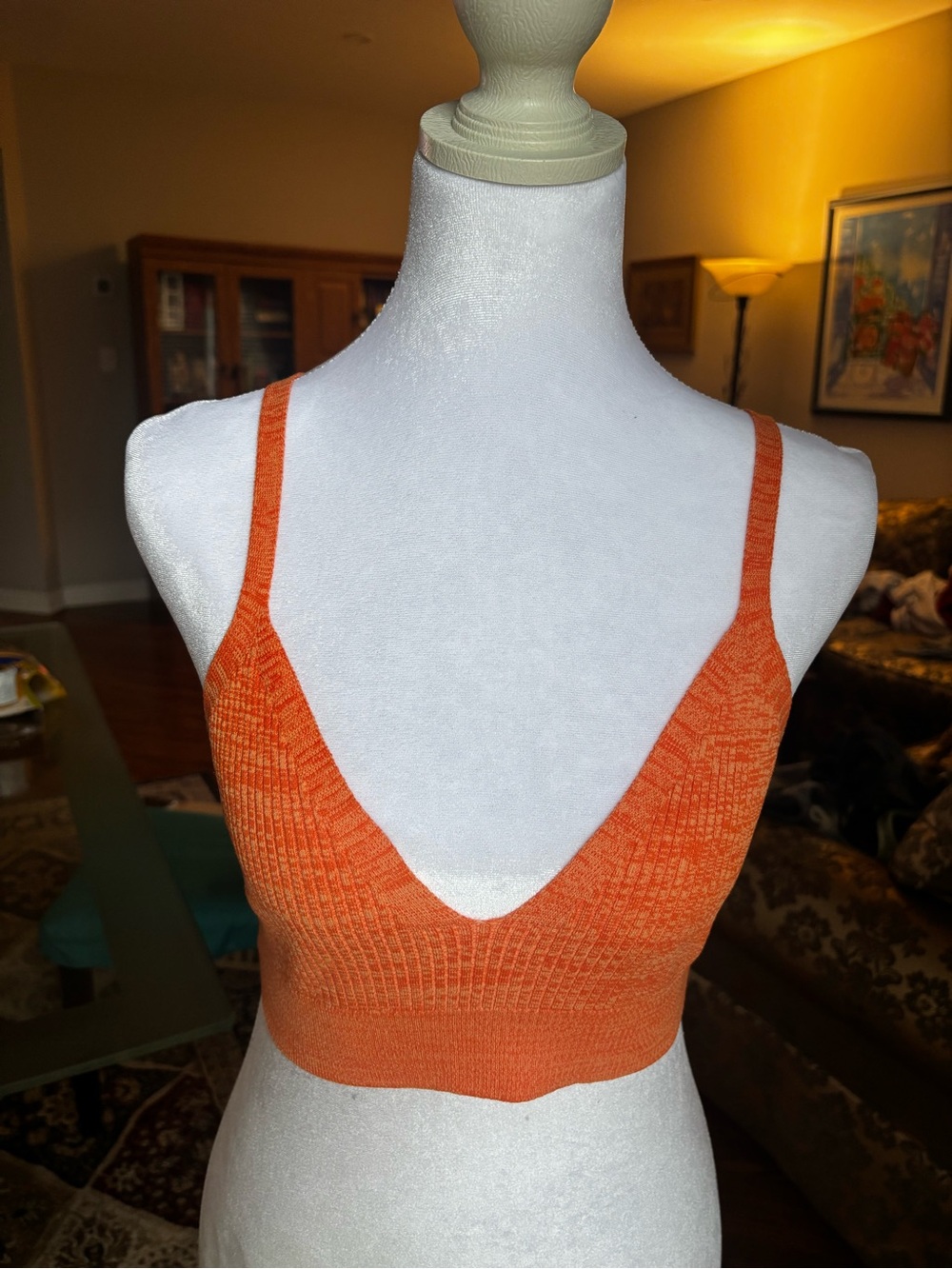 Vintage Orange V-Neck Knit Bralette Crop Top